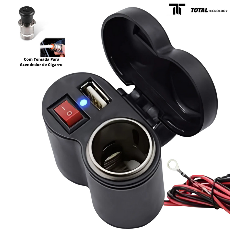 Carregador USB 12v a Prova D'Àgua para Motocicleta - Total Tecnology