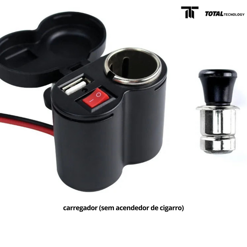 Carregador USB 12v a Prova D'Àgua para Motocicleta - Total Tecnology