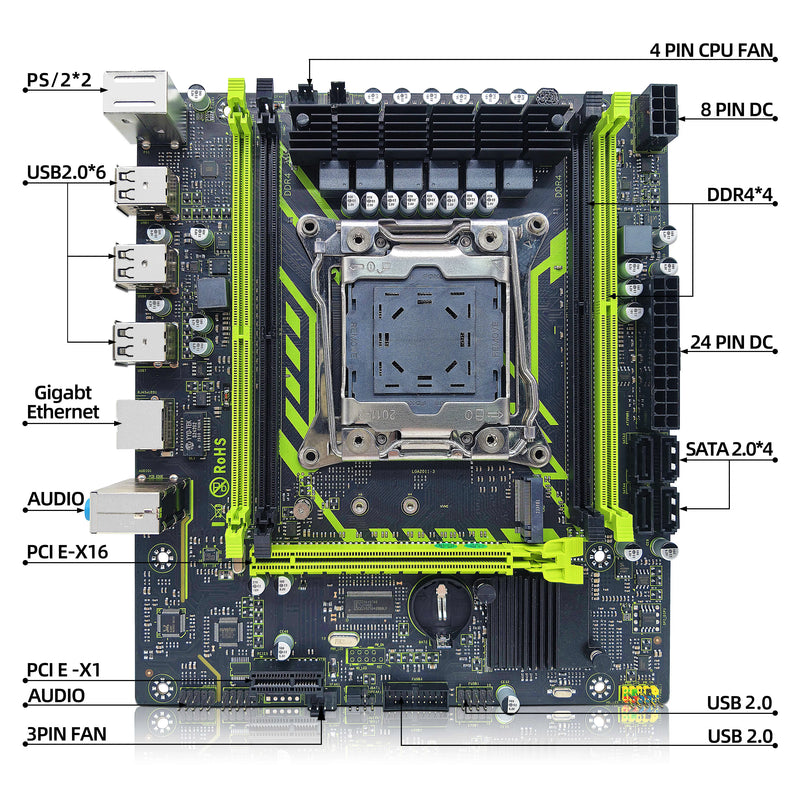 Kit de placa-mãe ZSUS X99-8D4 com CPU LGA2011-3 Xeon E5 2650 V4 DDR4 16 GB (1 * 16 GB) 2133 MHZ RAM Memória NVME M.2 SATA