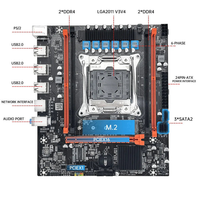 Kit de Placa-mãe MOUGOL X99 Gamer com Intel Xeon E5 2680 V4 e 2x8G DDR4 2133MHz Dual Channel ECC RAM M.2 NVME