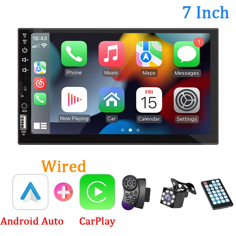 Multimídia Automotiva  7'' 1 Din c/ CarPlay e Android Auto - Total tecnology