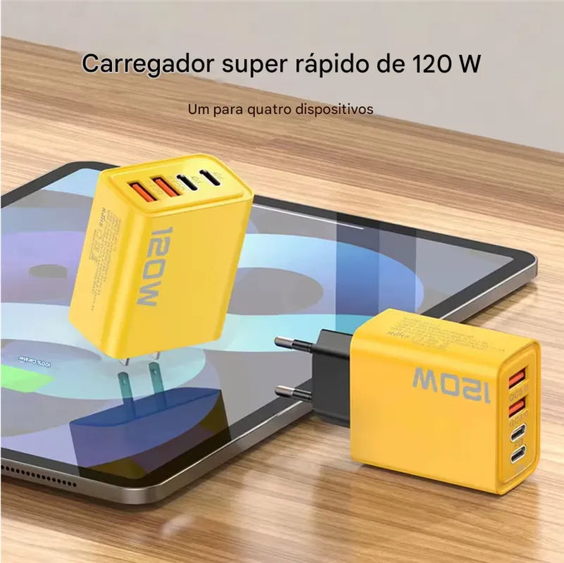 Carregador Turbo 120W tipo C, e USB -Total Tecnology