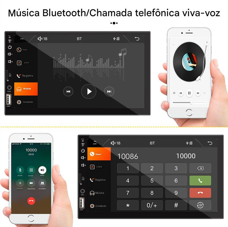 Multimídia Automotiva  7'' 1 Din c/ CarPlay e Android Auto - Total tecnology