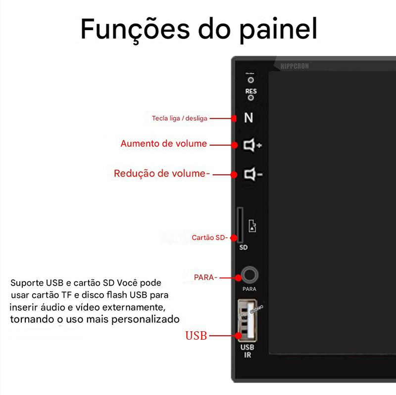 Multimídia Automotiva  7'' 1 Din c/ CarPlay e Android Auto - Total tecnology